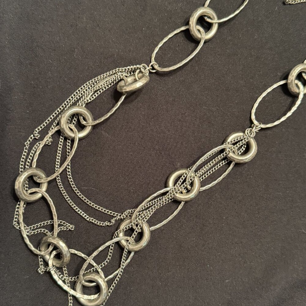Vintage Silver Tone Multi Chain Necklace - Picture 2 of 2
